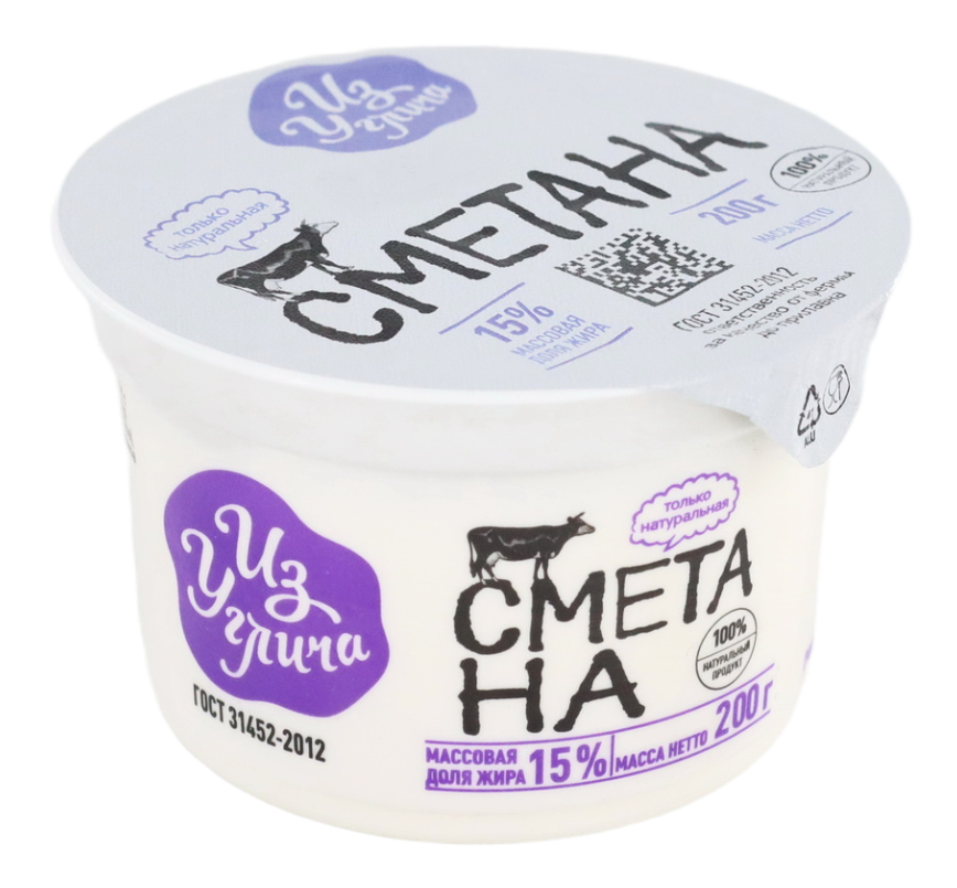 Сметана Из Углича 15%, 200г