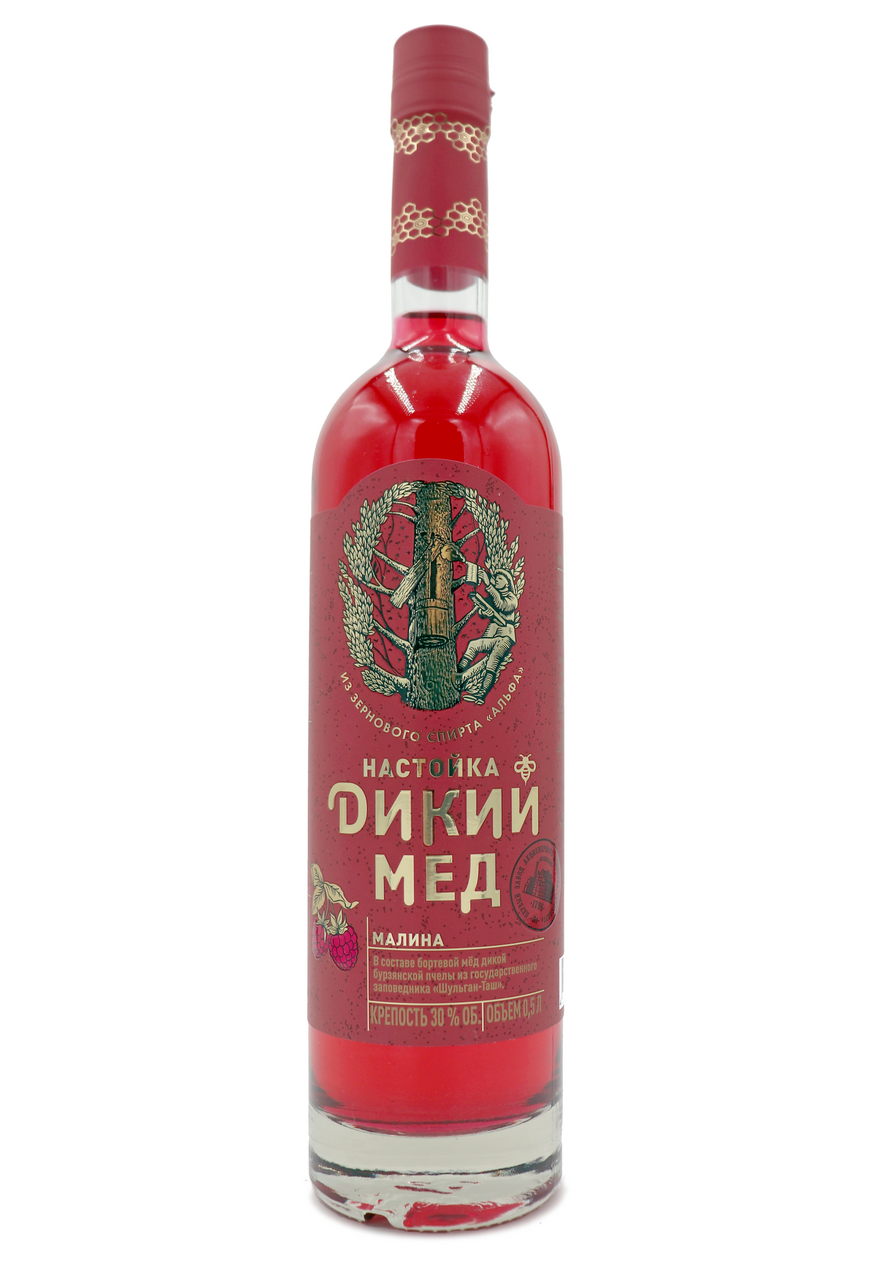 Настойка полусладкая Дикий Мед малина, 0.5л