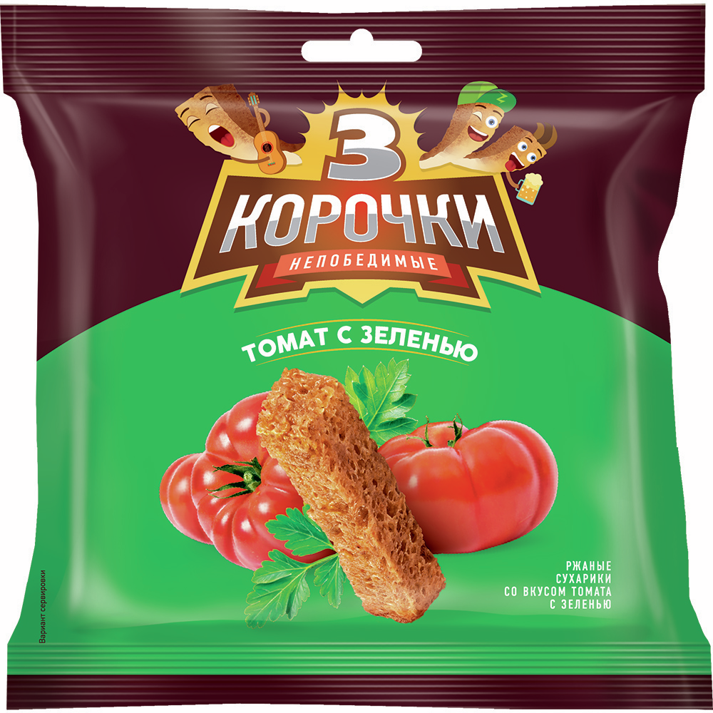 Сухарики 3 корочки томат и зелень, 100г