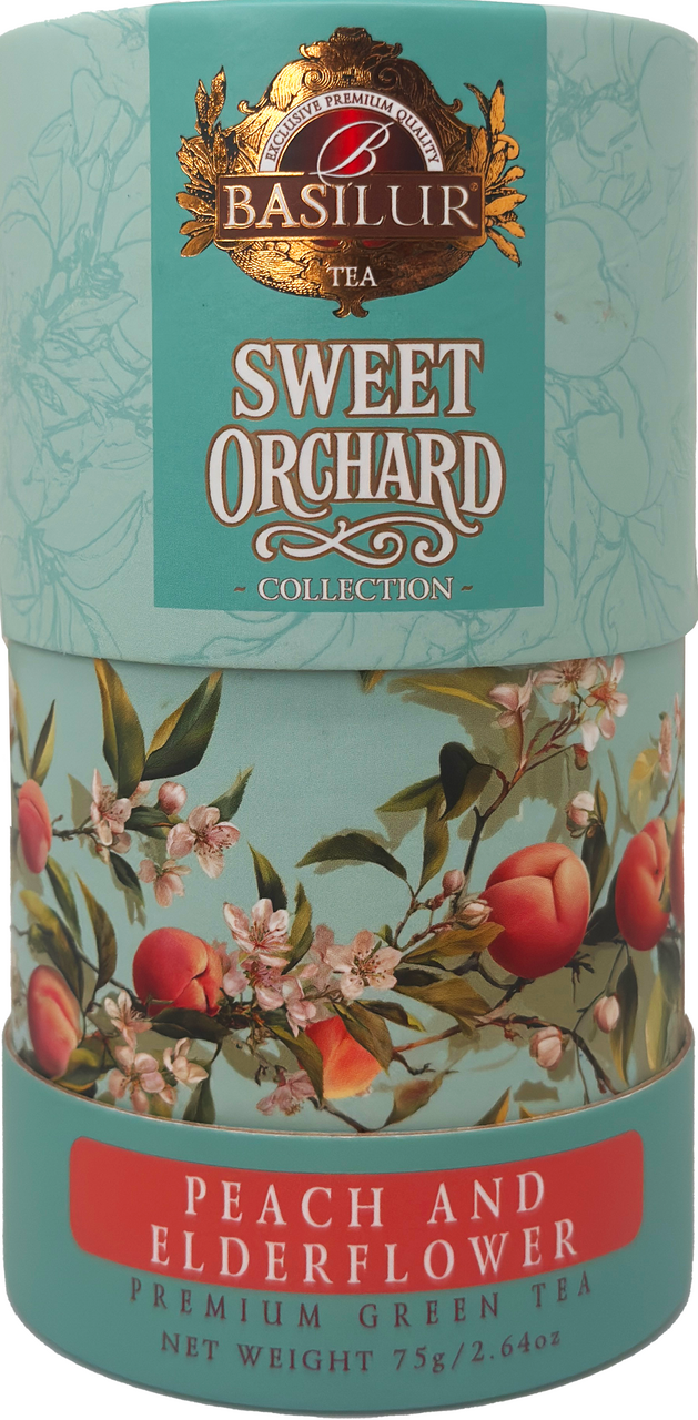 Изображение товара Зеленый чай Basilur Сладкий сад с персиком и бузиной 75 г подарочная упаковка