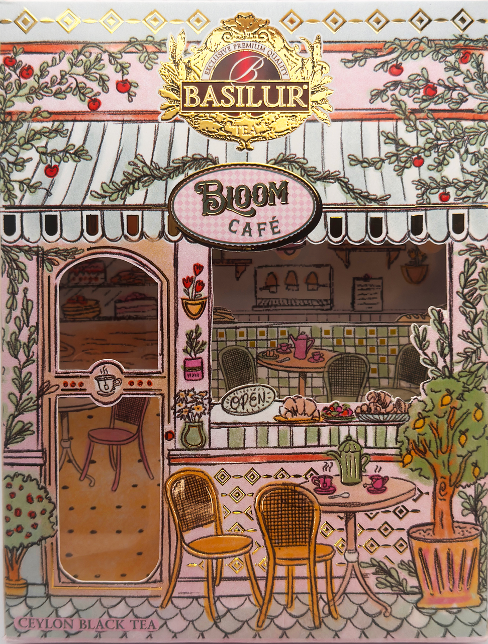 Изображение товара Чай черный Basilur Цветочное кафе василек гранат земляника 75г подарок