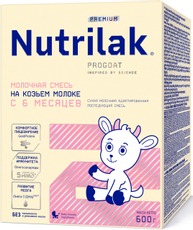 Смесь молочная Nutrilak Premium 2 на козьем молоке 6+ месяцев, 600г