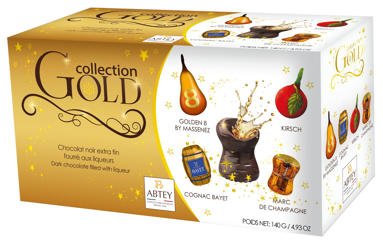 Конфеты Abtey Collection Gold шоколадные с алкогольной начинкой, 140г