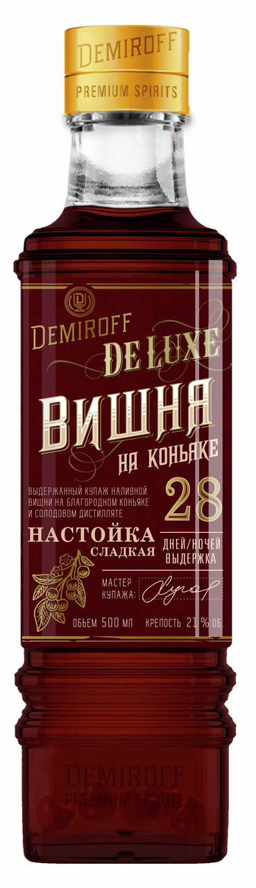 Настойка сладкая Demiroff вишня на коньяке, 0.5л