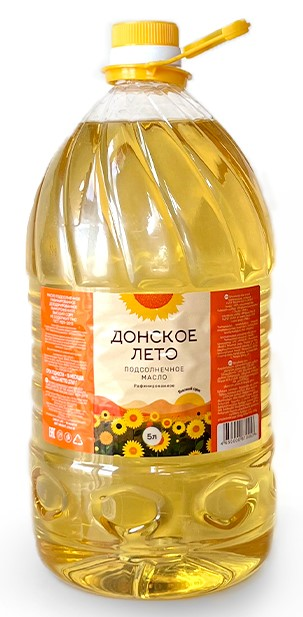 Масло подсолнечное Донское лето рафинированное дезодорированное высший сорт, 5л