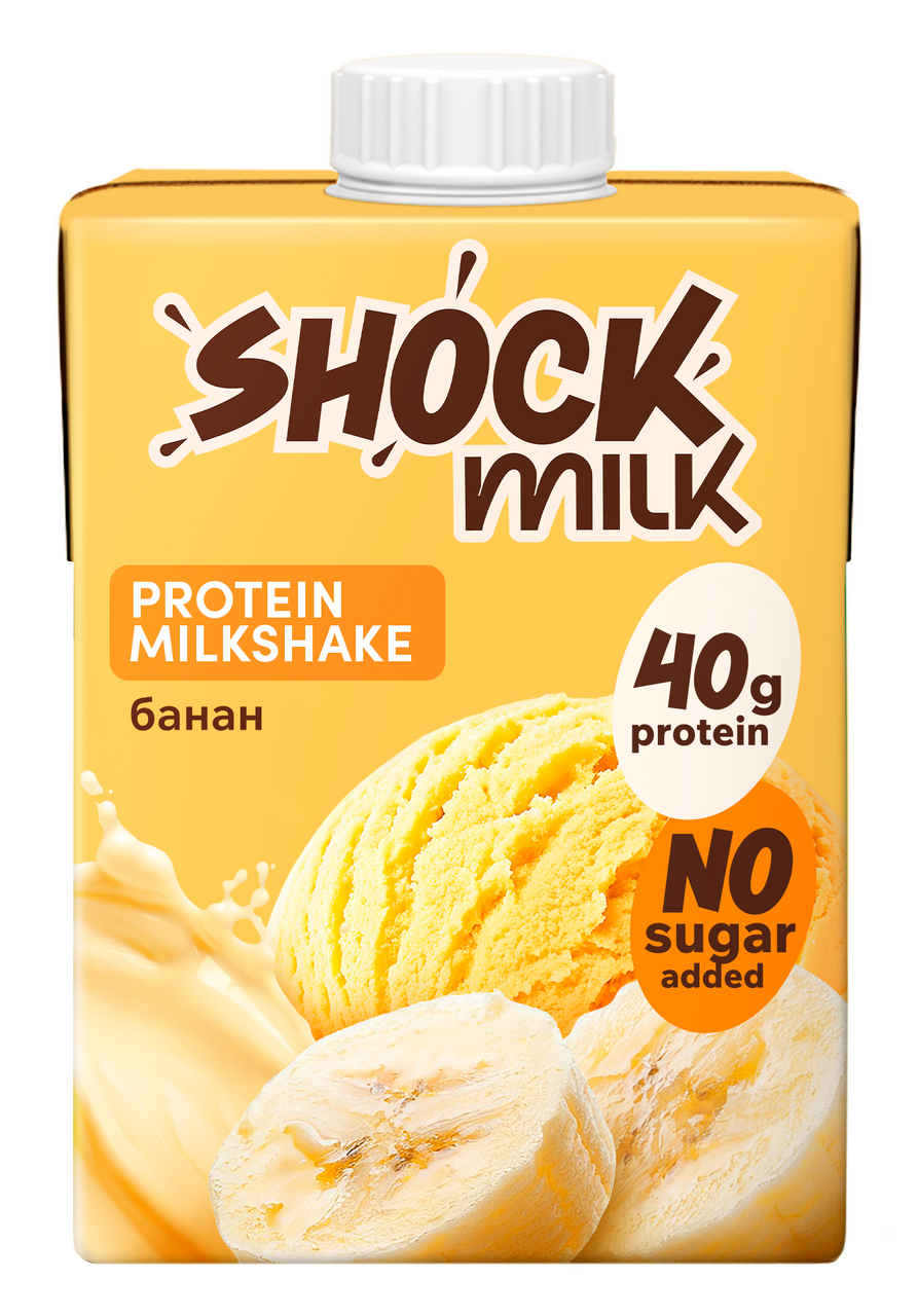 Коктейль молочный Shock Milk Protein обезжиренный банан, 480мл