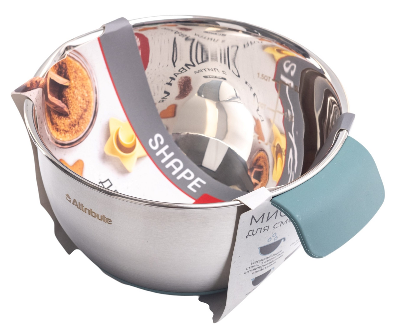 Изображение товара Миска для смешивания ATTRIBUTE 2л 18см нержавеющая сталь с мерной шкалой