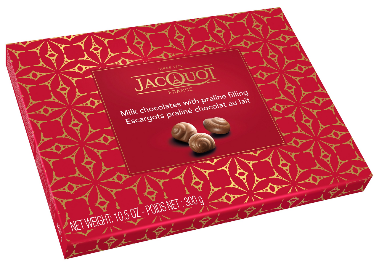 Конфеты шоколадные Jacquot Snails улитки из молочного шоколада с начинками пралине, 300г