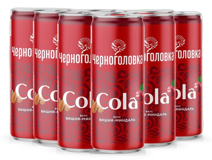Изображение товара Газированный напиток Черноголовка 0,33л кола с вишней и миндалем банка