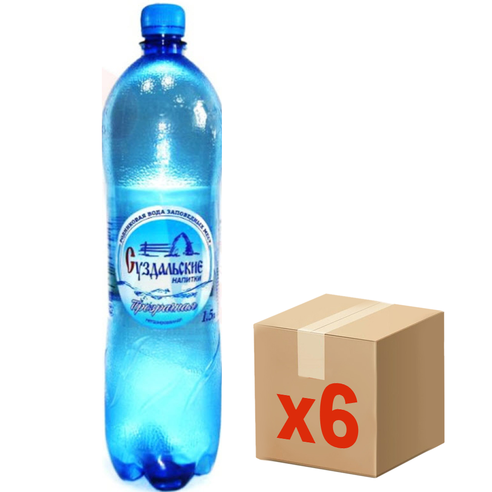 Вода Прозрачная питьевая негазированная, 1.5л x 6 шт