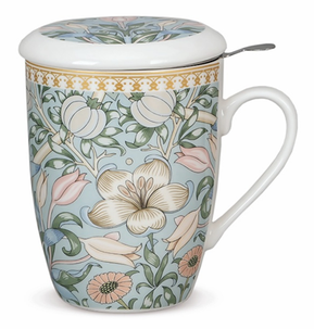 Изображение товара Фарфоровая кружка Fioretta Flowers 360мл с крышкой и фильтром для чая