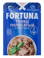 Тунец Fortuna полосатый рубленый в собственном соку, 100г