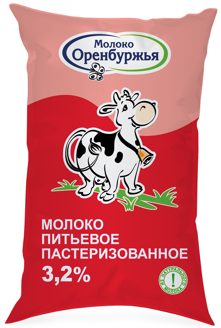 Молоко питьевое Молоко Оренбуржья пастеризованное 3.2%, 900г
