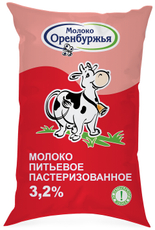 Молоко питьевое Молоко Оренбуржья пастеризованное 3.2%, 900г