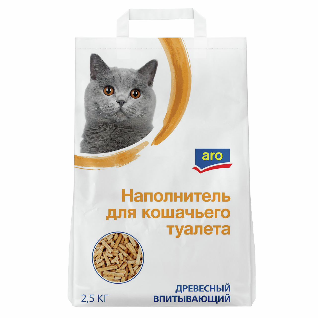 aro Наполнитель для кошачьего туалета древесный впитывающий, 2.5кг