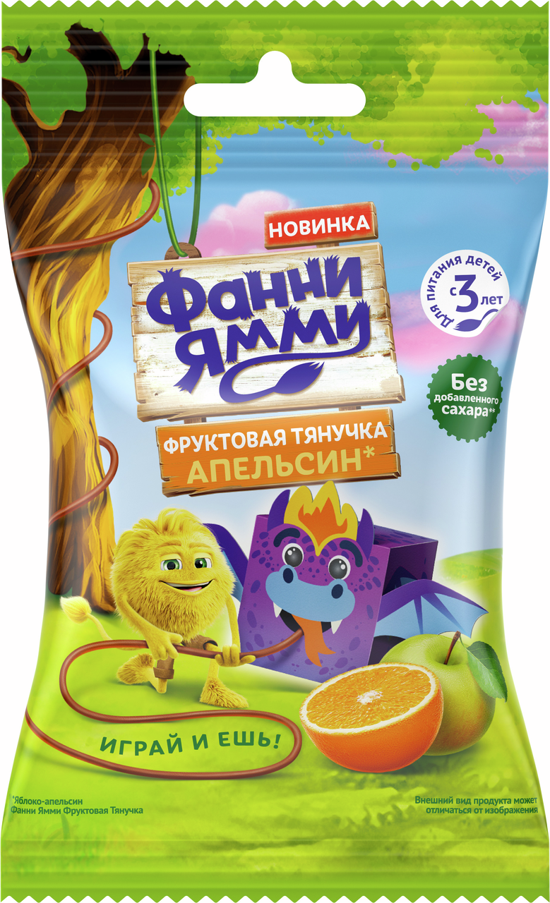 Тянучка фруктовая Фанни Ямми яблоко и апельсин, 15г