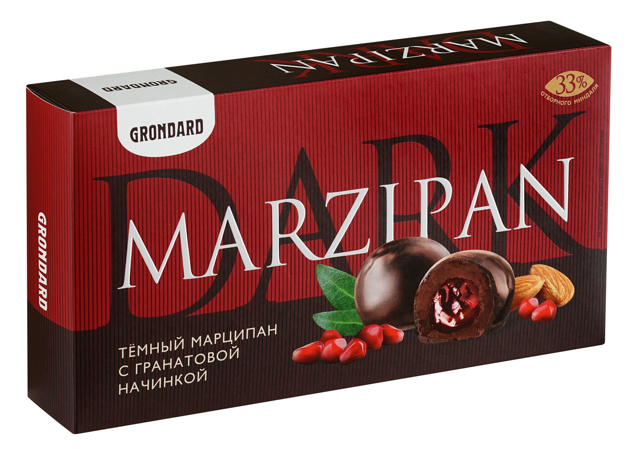 Конфеты Grondard темный марципан с гранатовой начинкой, 126г