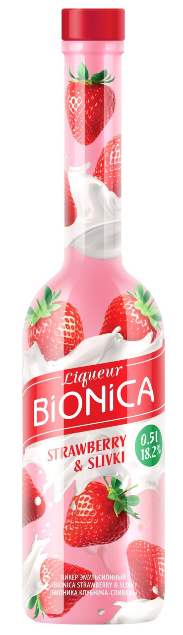 Изображение товара Ликер Bionica эмульсионный клубника и сливки 0.5л, натуральные сливки