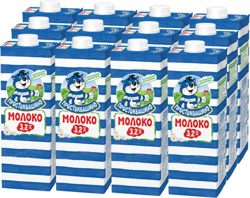 Молоко Простоквашино ультрапастеризованное 3.2%, 950мл x 12 шт
