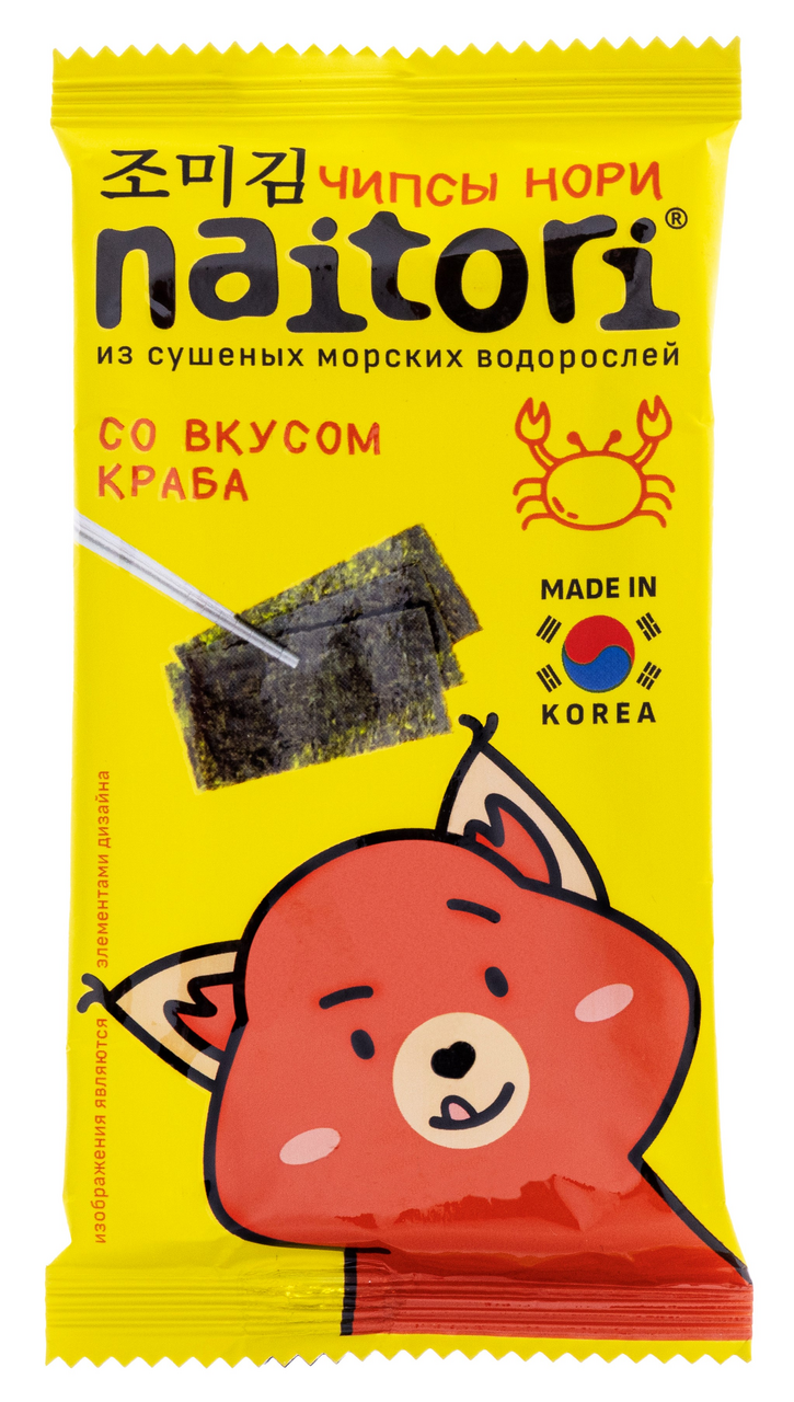 Чипсы нори Naitori со вкусом краба, 3г