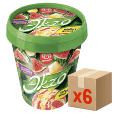 Мороженое молочное Ekzo Арбуз и дыня с большими кусочками дыни, 520г x 6 шт