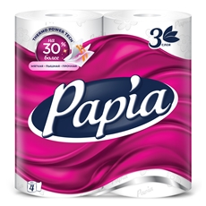 Туалетная бумага Papia 3-слойная, 4 рулона