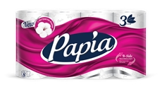 Туалетная бумага Papia 3-слойная, 8 рулонов