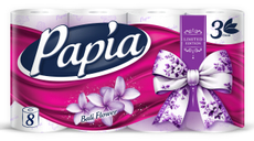 Туалетная бумага Papia Bali Flower 3-слойная, 8 рулонов