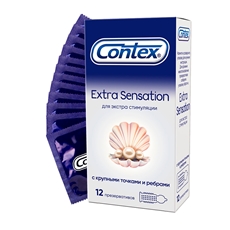 Презервативы Contex Extra Sensation с крупными точками и ребрами, 12шт