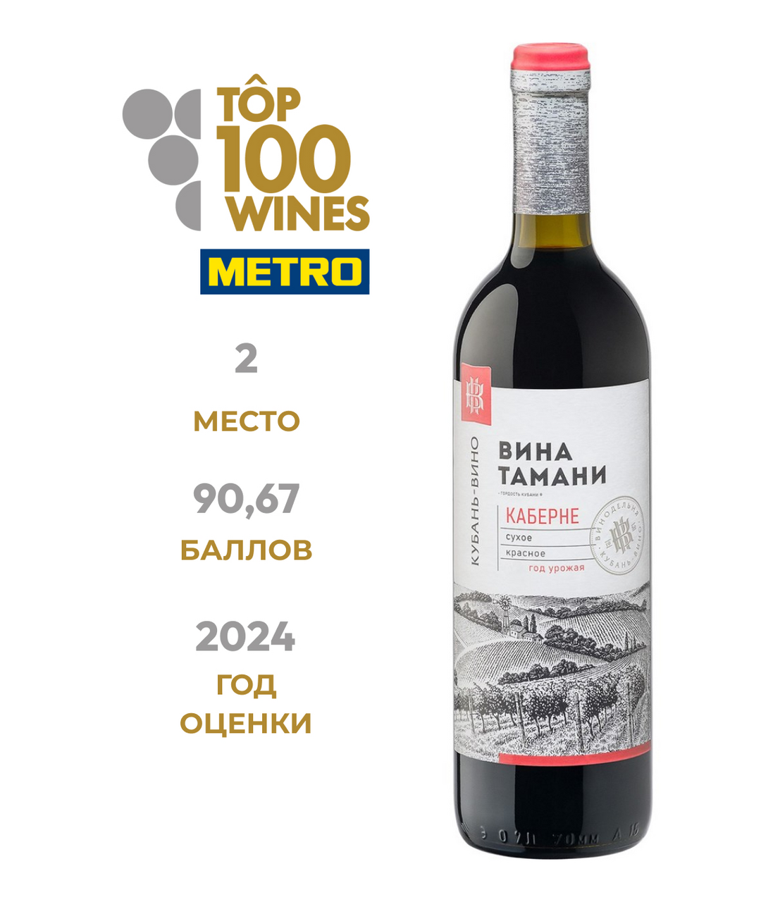 Изображение товара Вино Кубань-Вино Вина Тамани Каберне красное сухое, 0.7л