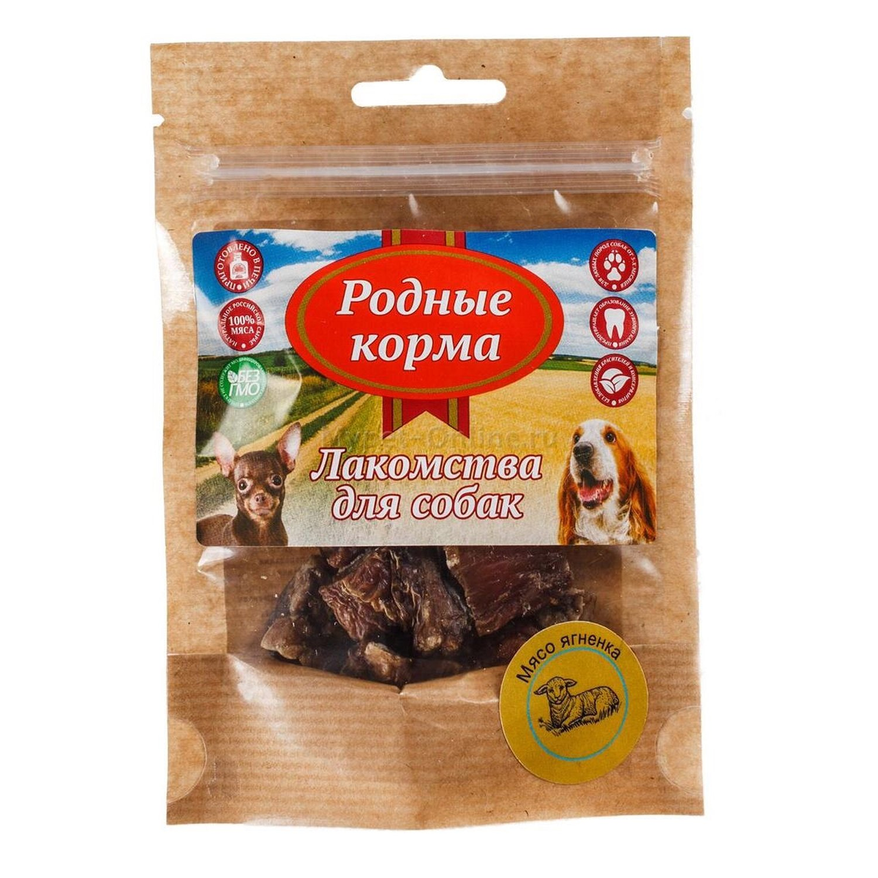 Лакомство для собак РОДНЫЕ КОРМА Мясо ягненка сушеное в печи, 30 г ...