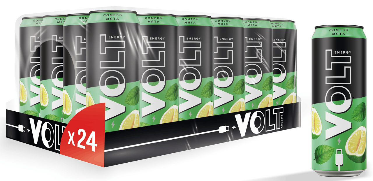 Энергетический напиток Volt Energy Помело и мята, 450мл x 24 шт