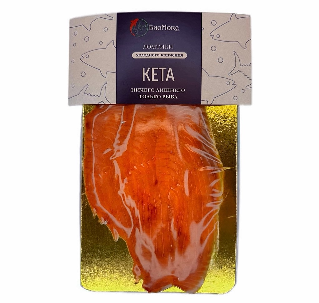 Изображение товара Кета Биоmore ломтики холодного копчения 100г - натуральный рыбный деликатес