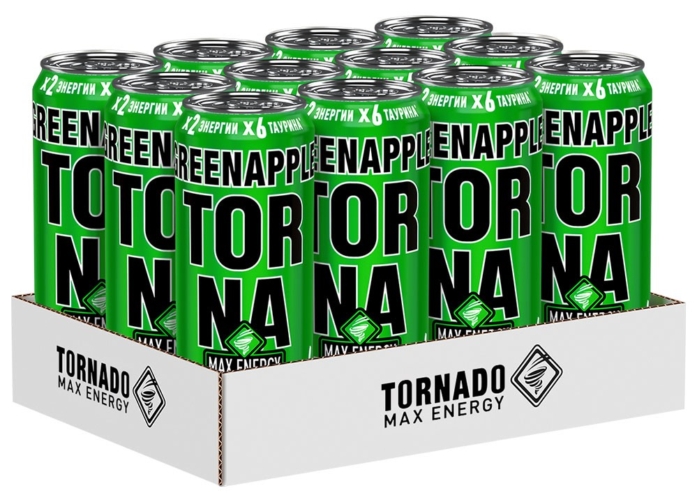 Энергетический напиток Tornado Max Energy яблоко, 450мл x 12 шт