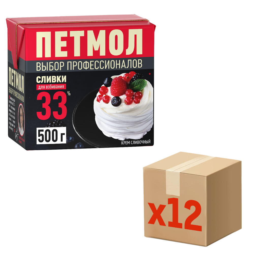 Сливки Петмол ультрапастеризованные 33%, 500г x 12 шт
