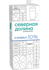 Сливки Северная долина Professional Line ультрапастеризованные 10%, 1л