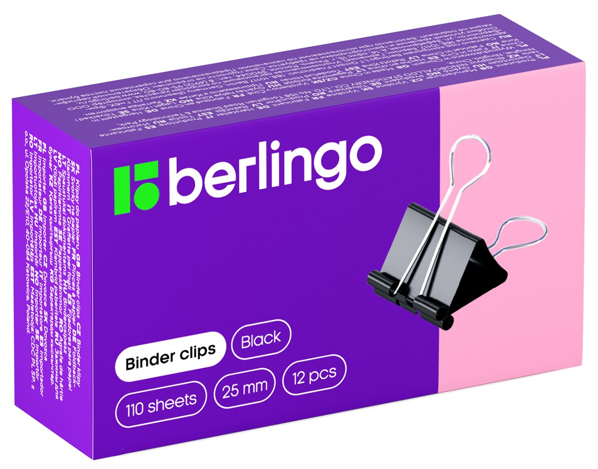 Зажимы для бумаг Berlingo 12шт, 25мм