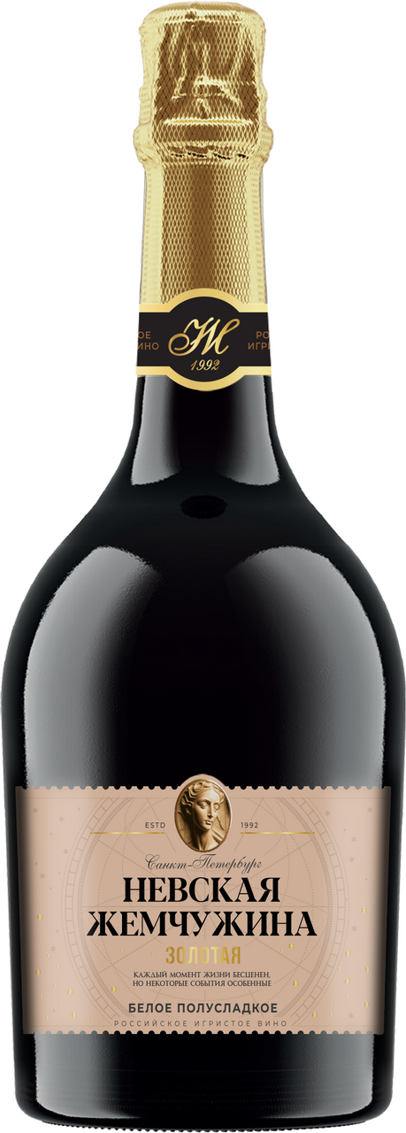Вино игристое Невская жемчужина Золотая белое полусладкое, 0.75л