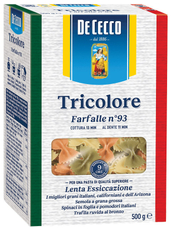 Макароны бантики De Cecco Farfalle Tricolore №93 с томатами и шпинатом, 500г