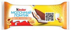 Пирожное бисквитное Kinder молочный ломтик персик и маракуйя, 28г