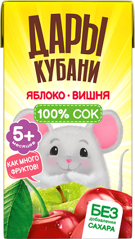 Сок детский Дары Кубани яблоко и вишня, 125мл