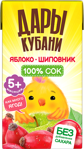 Сок детский Дары Кубани яблоко и шиповник, 125мл