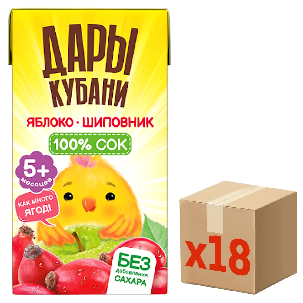 Сок детский Дары Кубани яблоко и шиповник, 125мл x 18 шт