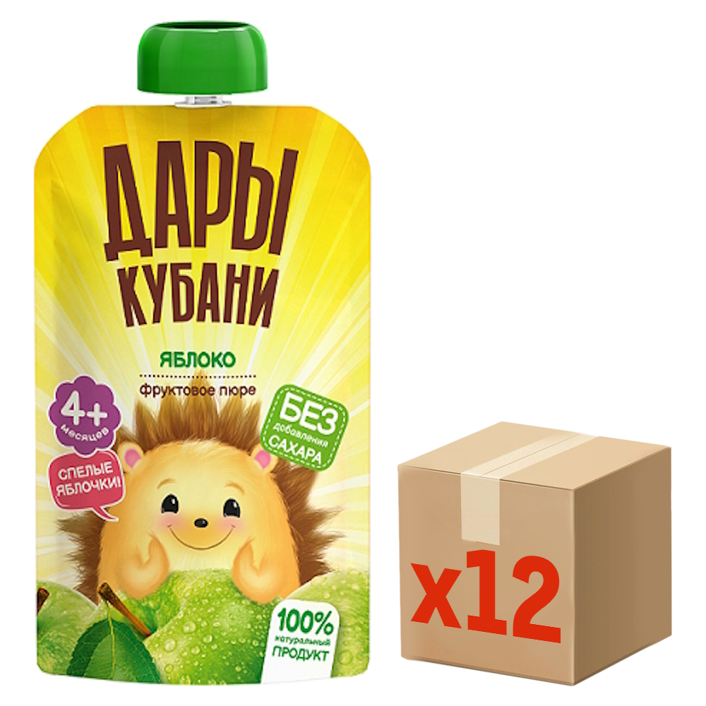 Пюре детское Дары Кубани яблоко, 90г x 12 шт