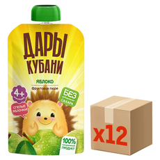 Пюре детское Дары Кубани яблоко, 90г x 12 шт