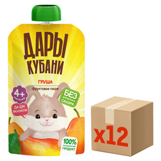 Пюре детское Дары Кубани груша, 90г x 12 шт