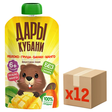 Пюре детское Дары Кубани яблоко, банан и манго, 90г x 12 шт