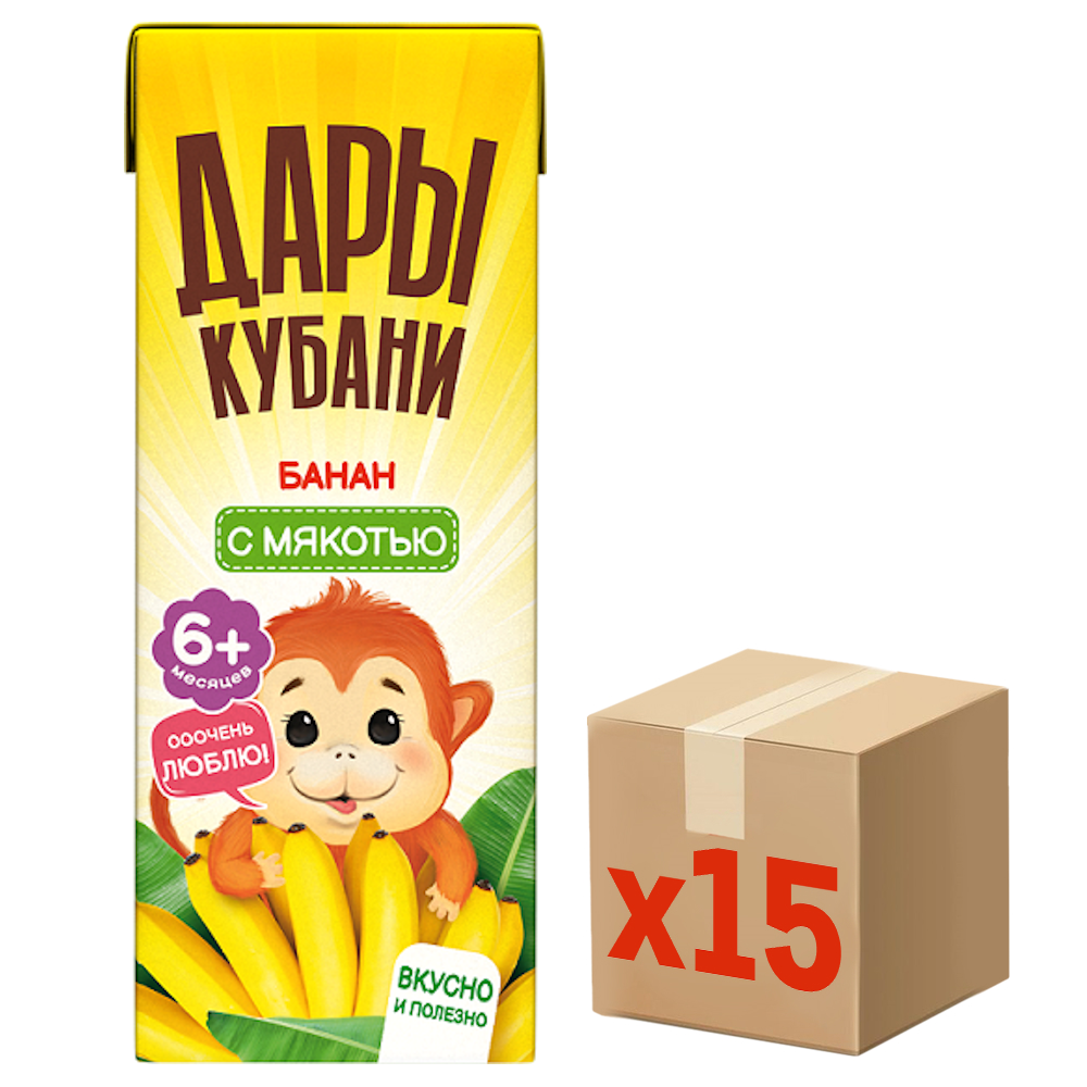 Нектар Дары Кубани банановый, 200мл x 15 шт