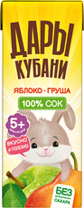 Сок детский Дары Кубани яблоко и груша, 200мл
