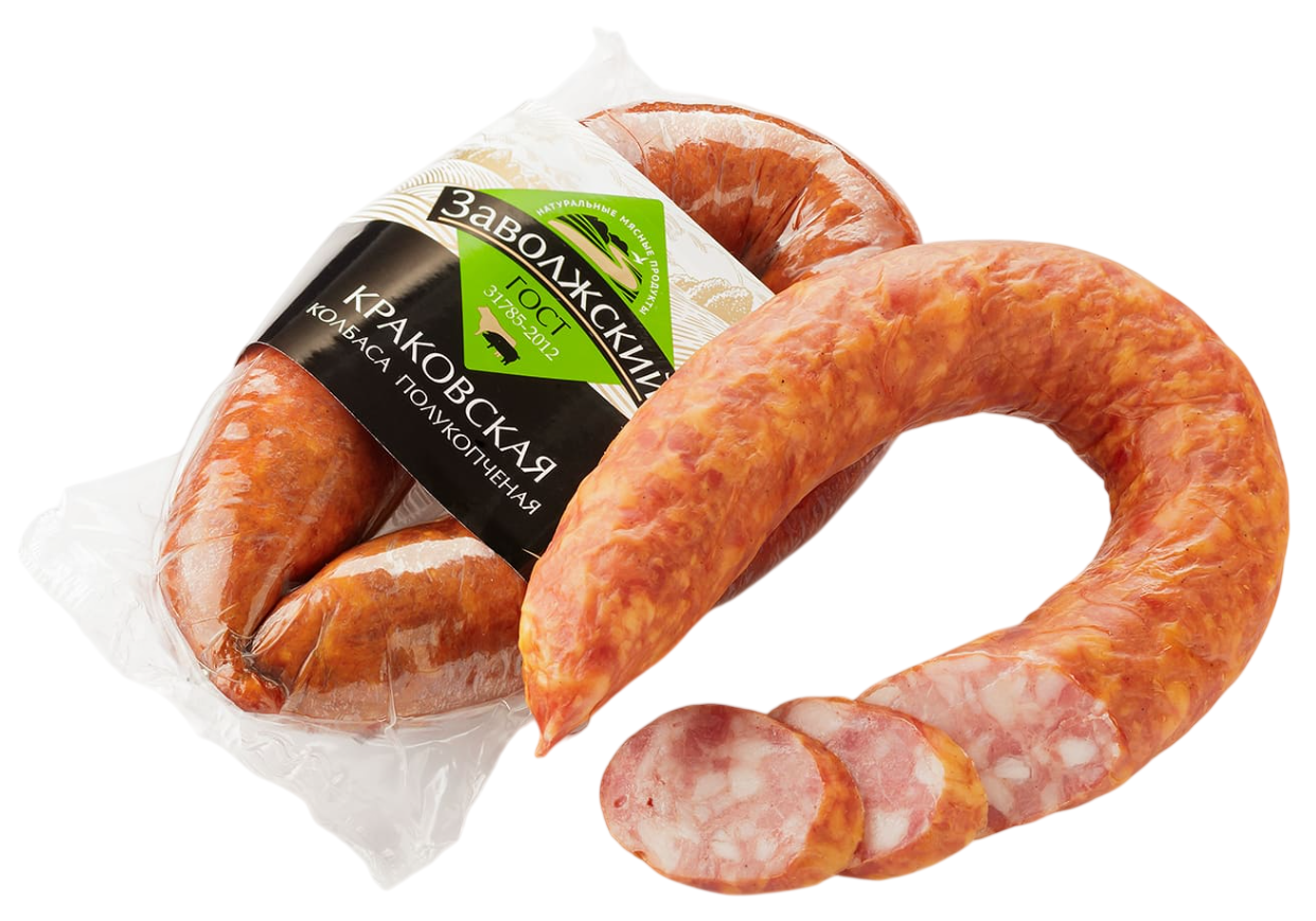 Колбаса Заволжский МК Краковская полукопченая, 400г